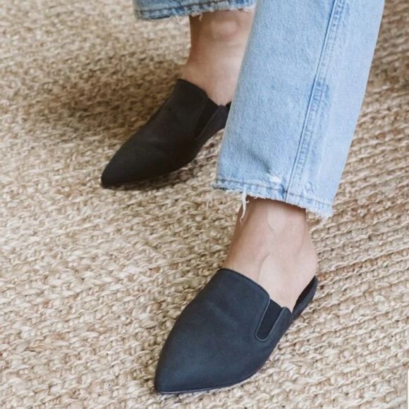 Jenni Kayne Oiled Midnight Navy Blue Leather Slip-Ons Mules 41/11 - Picture 2 of 11